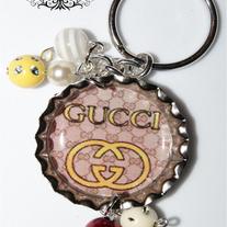 Designer Inspired Gucci Bottle cap Keychain