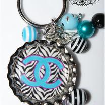 Designer Inspired Chanel Logo Bottle cap Keychain