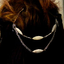 Hair drape -white wrapped beads