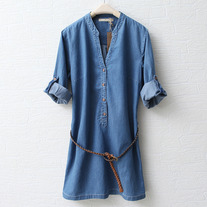 Denim dress with belt