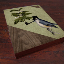 A Bird and His Pipe - Wood Block Print