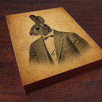 Rabbit in a Suit Portrait - Wood Block Print