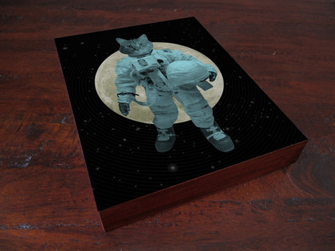 Astronaut Space Cat - Wood Block Art Print