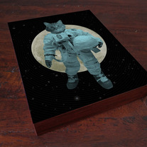 Astronaut Space Cat - Wood Block Art Print