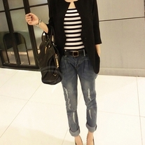 Ripped Denim Harem Pants Style