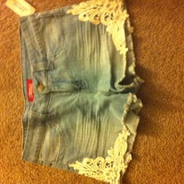 lace jean shorts