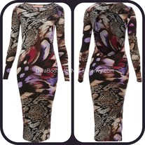 Multi Print Snakeskin Bodycon Dress
