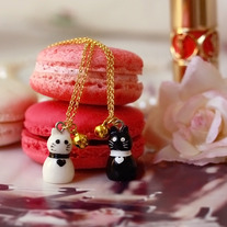 Kitty & bell charm necklace