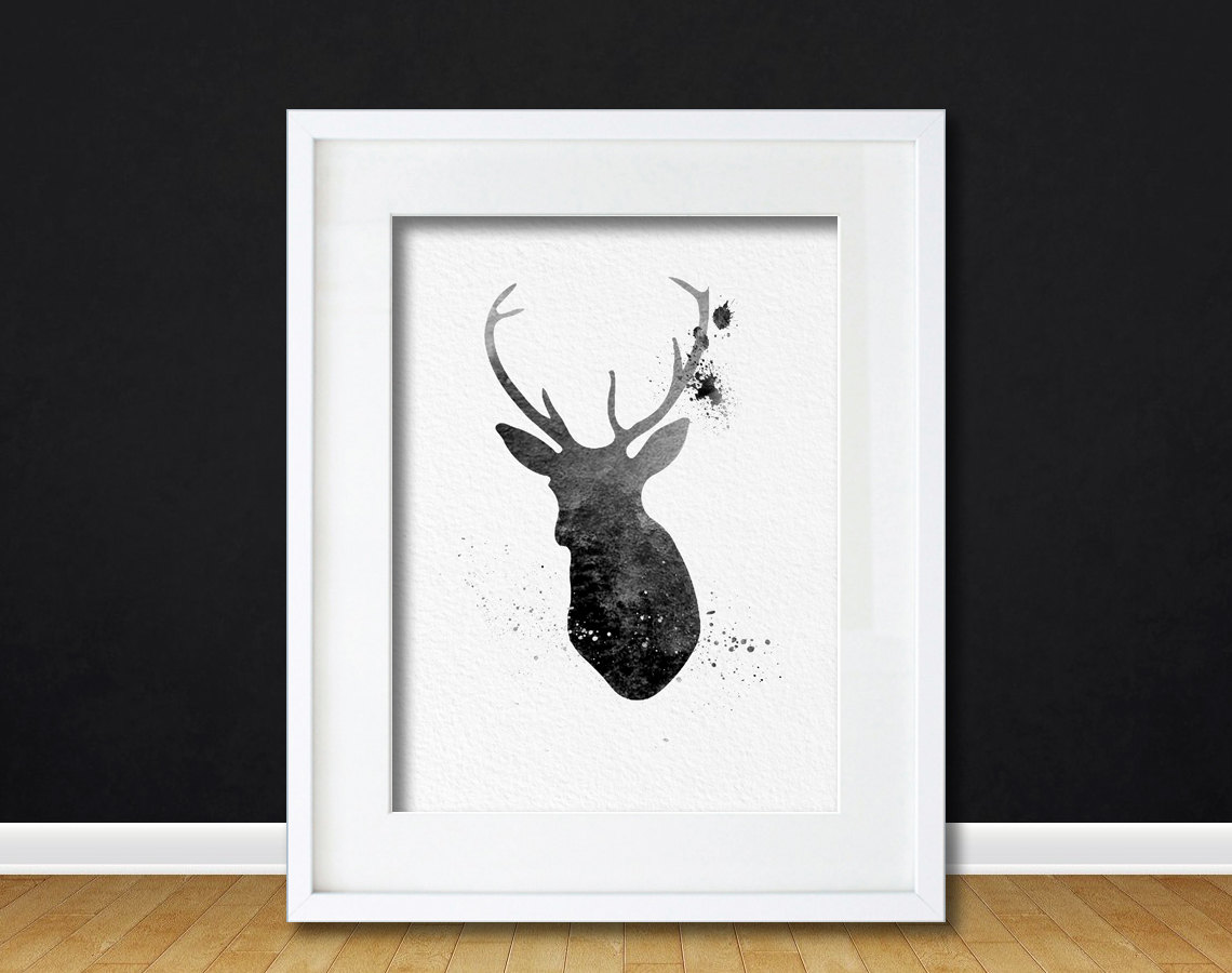 Deer Wall Art watercolor art buck deer gift modern 8x10 wall art decor buck deer Deer Wall Art watercolor art buck deer gift modern 8x10 wall art decor buck deer