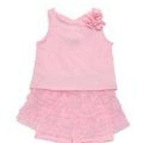 Pink Knit Tee and Ruffled Skort