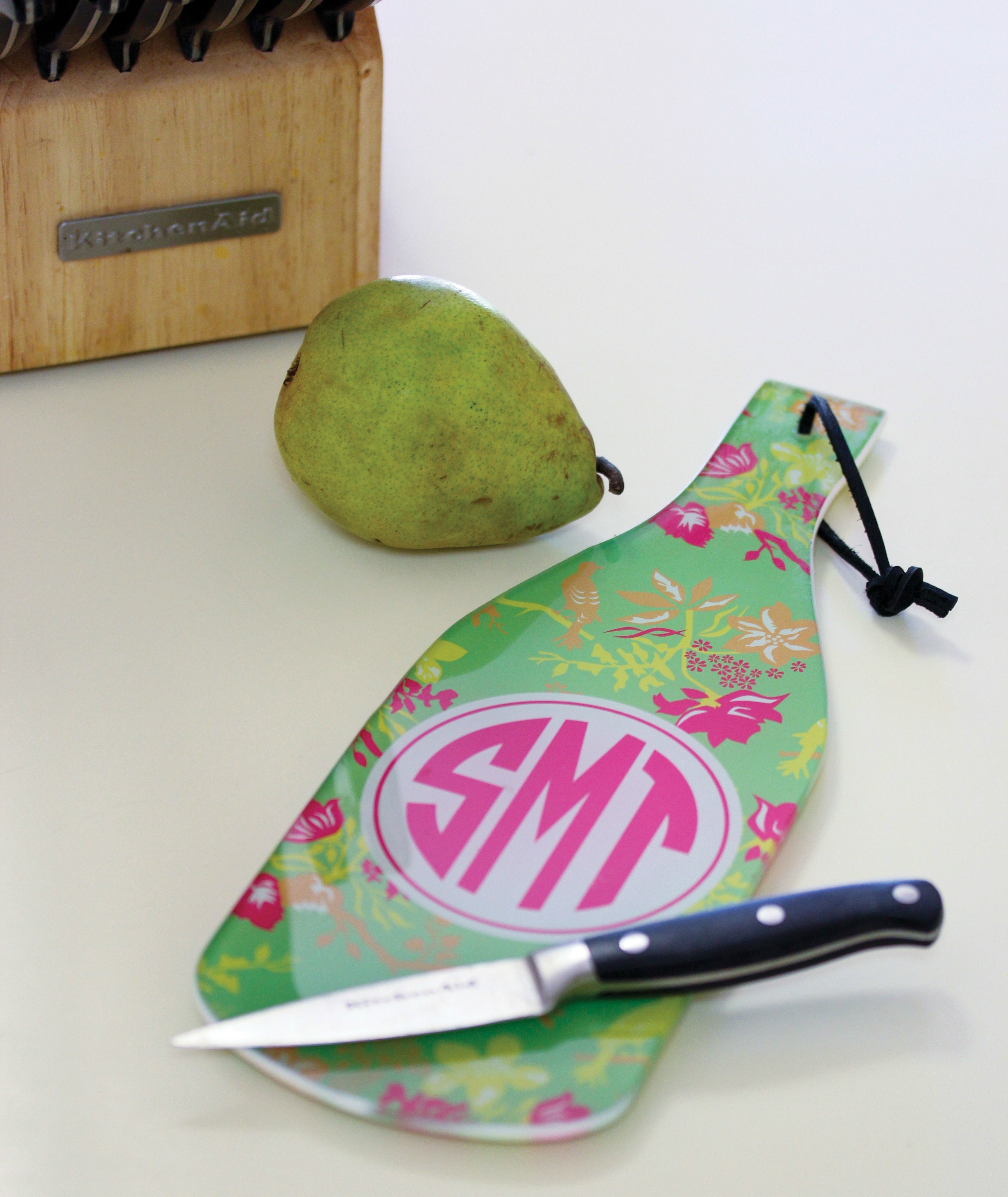 Glass Cutting Board Monogrammed Personalized Winebottle Glass