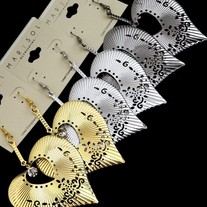 Heart Dangle Earrings w/Rhinestone