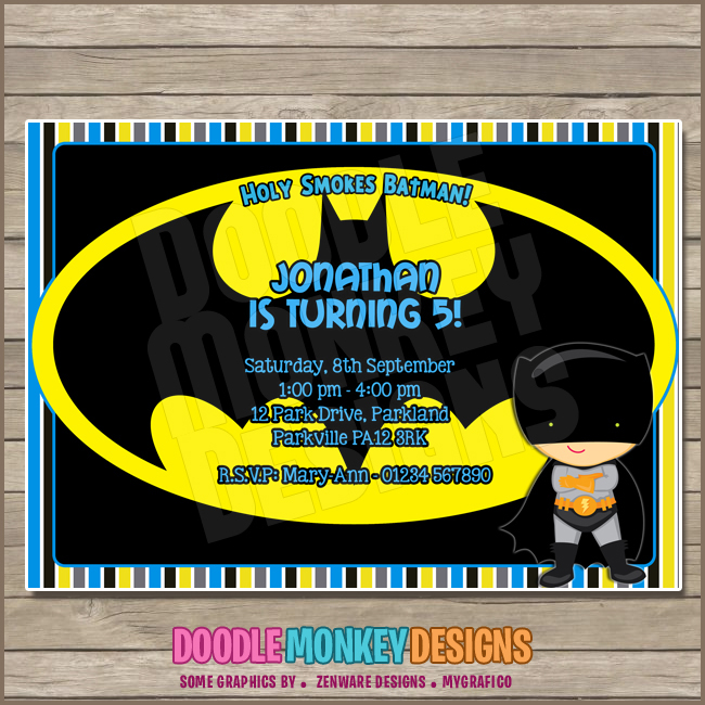Batboy V3 Batman Party Invitation Diy Printable Digital Invite
