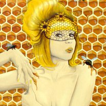 Apiphilia (Queen Bee) - Limited Edition CANVAS print by Heather Rose - Lowbrow Pop Surrealism 