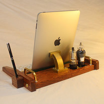 iPad Workstation - Keyboard - Tablet Dock - Tube Model Steampunk - Oak - With Pen Stylist - Desktop Workstation