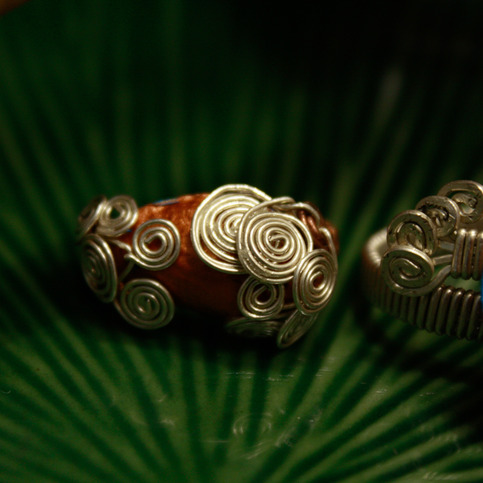 Phostoq Pistachio, Copper, and Sterling Silver Ring
