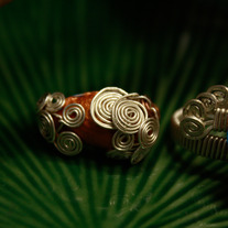 Phostoq Pistachio, Copper, and Sterling Silver Ring
