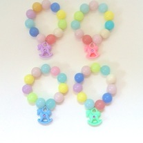you choose - pastel pink blue purple yellow green rocking horse gumball bead stretch bracelet