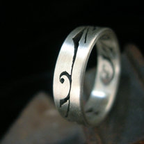 Silver pierced band ring 7, hand cut