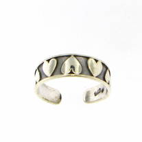 Antiqued Hearts Sterling Silver Toe Ring