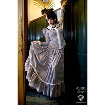 Victorian Brown and White Striped Skirt