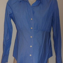 Blue/White Pin Stripe Shirt with Buttons/Collar-Gap Maternity Size Small