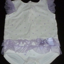 White Onesie with Green/Purple Polka Dots and Tutu-Gymboree Size 6-12 Months