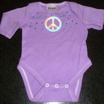 Purple Long Sleeve Onesie with Peace Sign and Rhinestones-NEW-Boutique Size Newborn