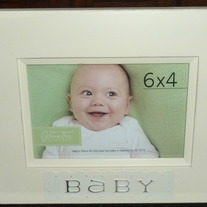 Creme Frame Says Baby  6X4