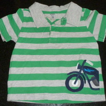 Green/Gray Stripe Bicycle Short Sleeve Shirt-Carter's Size 24 Months