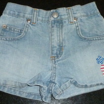 Denim Shorts with Red/White Flower-Old Navy Size 4T