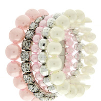 Pink Pearls & Rhinestone Stack 