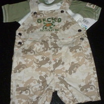 Lizard Short Overalls with Matching Shirt-NEW-Little by Little Size 6-9 Months