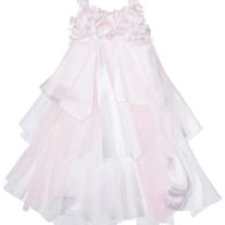  Biscotti Girl's 2-6X Fan Club Netting and Charmeuse Dress with "Fan" Covered Bodice in Ivory