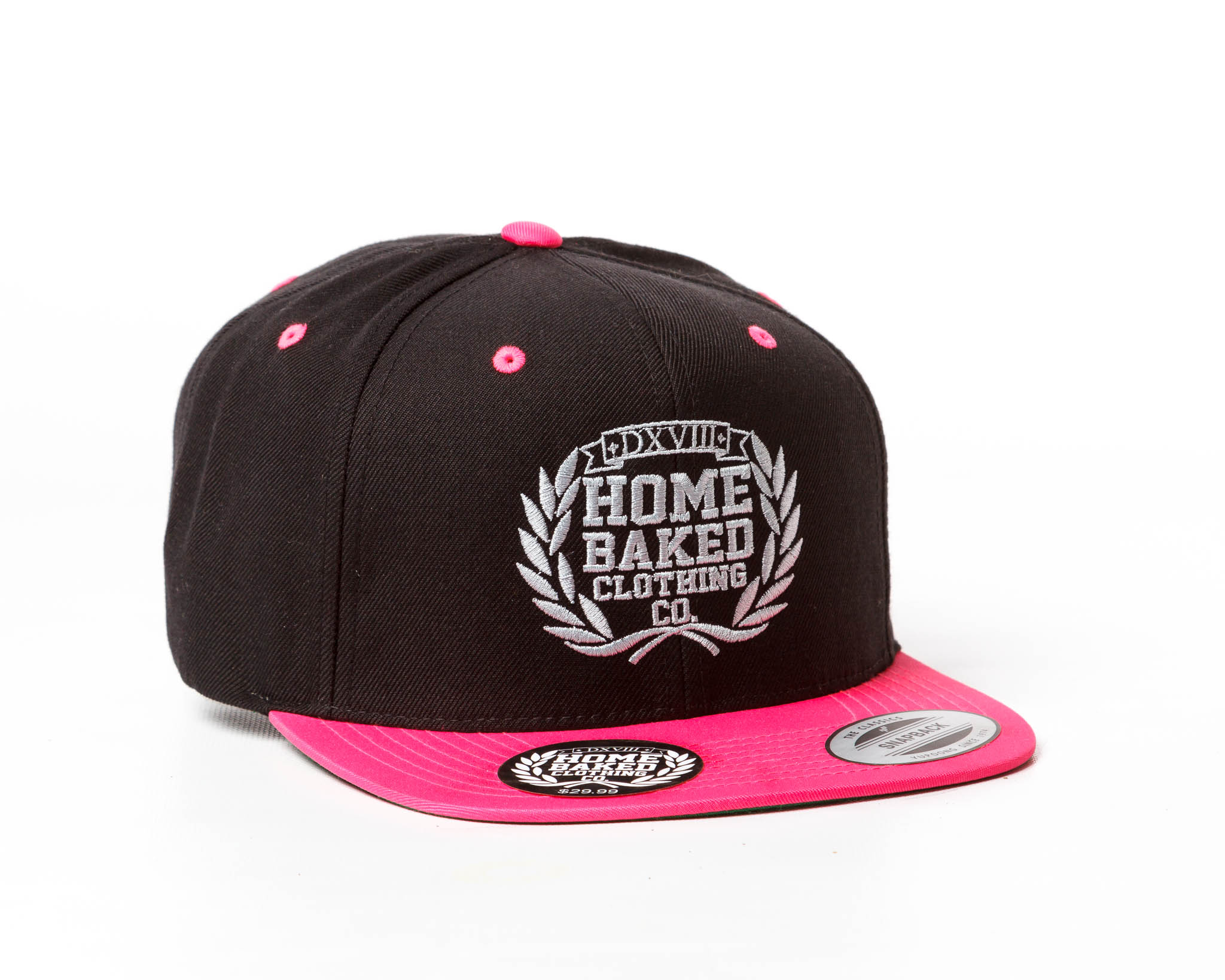 black and pink snapback hat