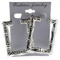 Silver Square Bamboo Earrings