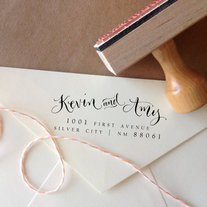 Handwritten Calligraphy Address Stamp -- Mixed Calligraphy and type - Elle Style
