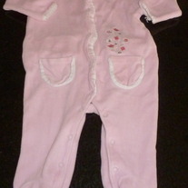 Pink Velour Footed Sleeper-Calvin Klein Size 3-6 Months