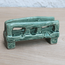 Vintage Aquarium Ornament Furniture - Green Ceramic Bridge