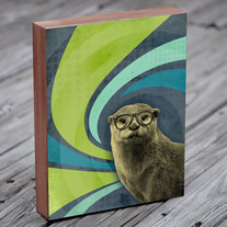 The Inquisitive River Otter - Wood Block Art Print