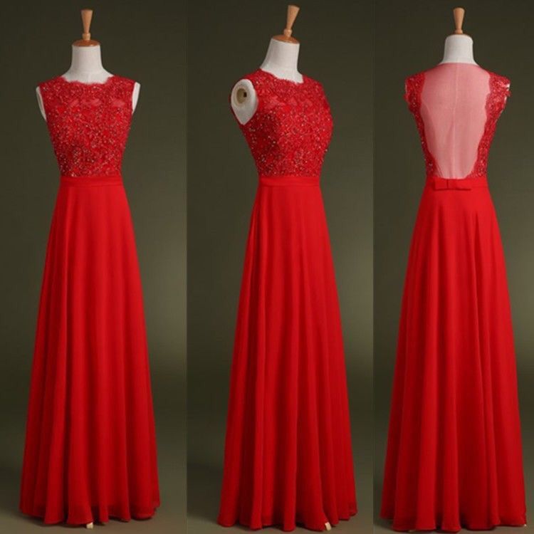 Red prom dress,Custom Made prom dresses,A Line prom dress,Round Neck