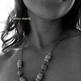 Pistachio - bone, glass, wood & silver chain necklace - Thumbnail 2