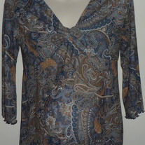 Brown/Blue Sheer Top-Motherhood Maternity Size Medium  CL413
