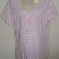 Pink/White Stripe Nursing Sleep Shirt-NEW-Motherhood Maternity Size XL  CL413