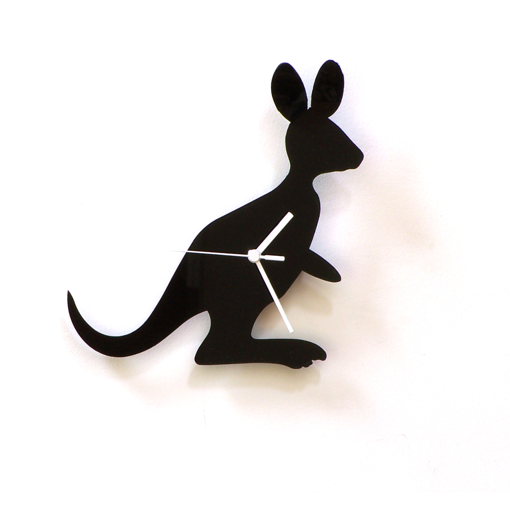 Australian kangaroo - black acrylic wall clock, animal clock