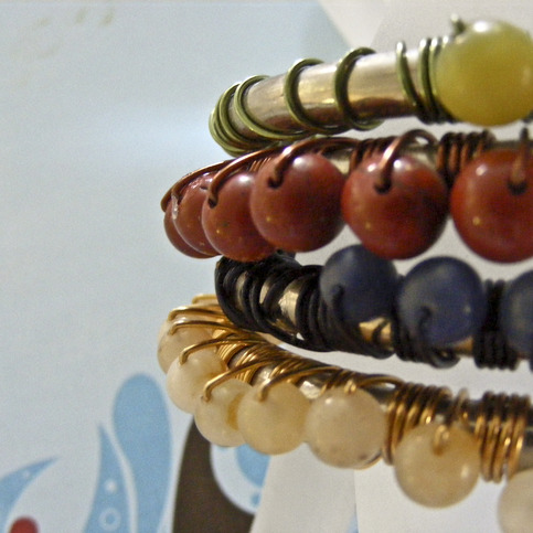 Primary Colors Steel & Gemstone Bracelet Set