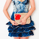 Red Bouquet Corduroy Clutch/Pouch by Sardinella Sardine - Thumbnail 1
