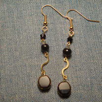 Triple Black "S" Curve Dangle Earrings