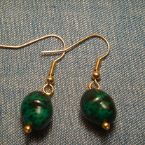 Green & Black Marble Glass Earrings