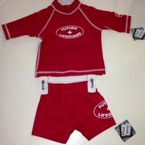 Pizza Pantz "Future Lifeguard" Rashguard w/Swim Shorts - Red